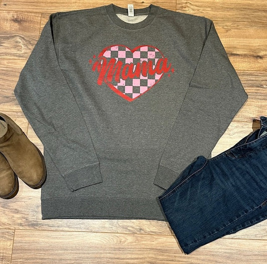Mama Heart Crewneck Casual Soft